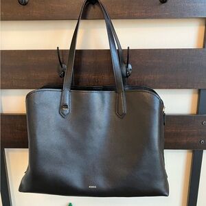 Fossil all Black tote with matching wallet
